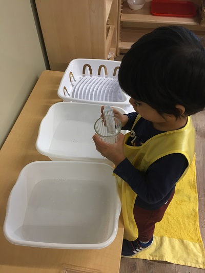 Practicing practical life skills at Spark Montessori School